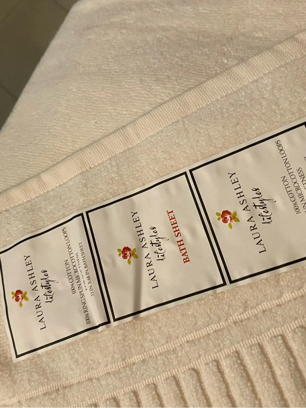 Laura Ashley Cream Bath Towels - Set of Plush Cotton